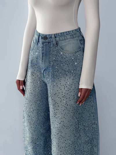 Irregular Rhinestone Jeans