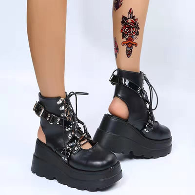 Gothic Street Punk Plus Size Matte Boots