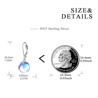 925 Sterling Silver Moonstone Drop Leverback Earrings Jewelry for Women