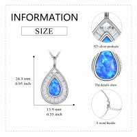Sterling Silver Blue Opal Teardrop Necklace Jewelry for Women