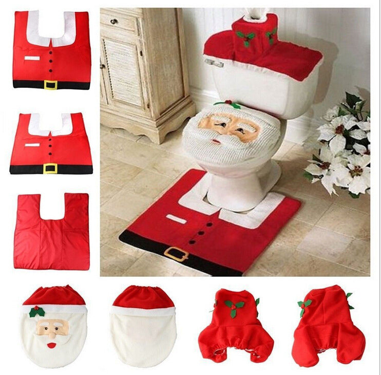 Christmas Style Printed Bathroom Toilet Set