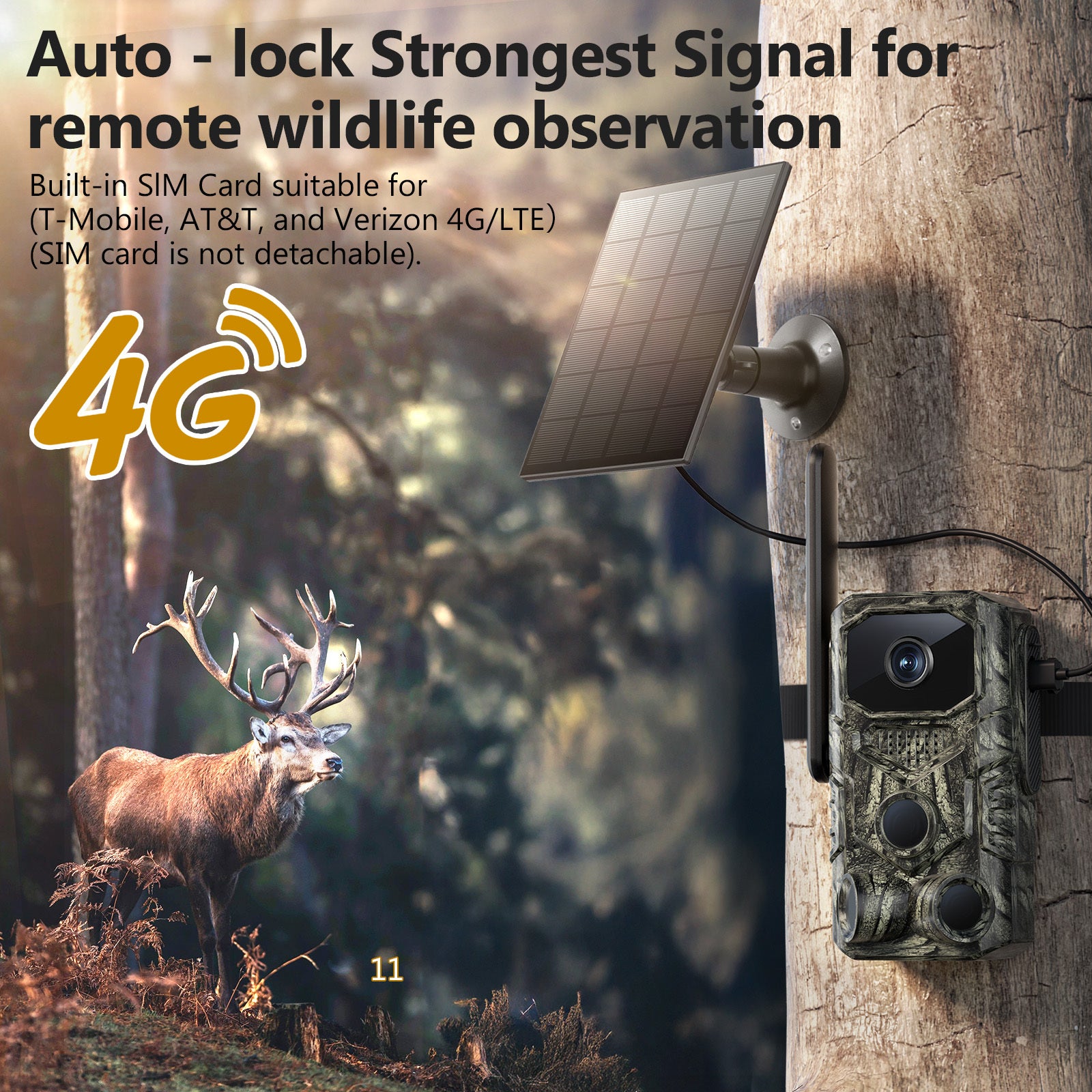 4G GPS Hunting Outdoor Trail Camera Wide Angle 4MP Camouflage Wildlife Deer Monitoring Solar Hunt Camera